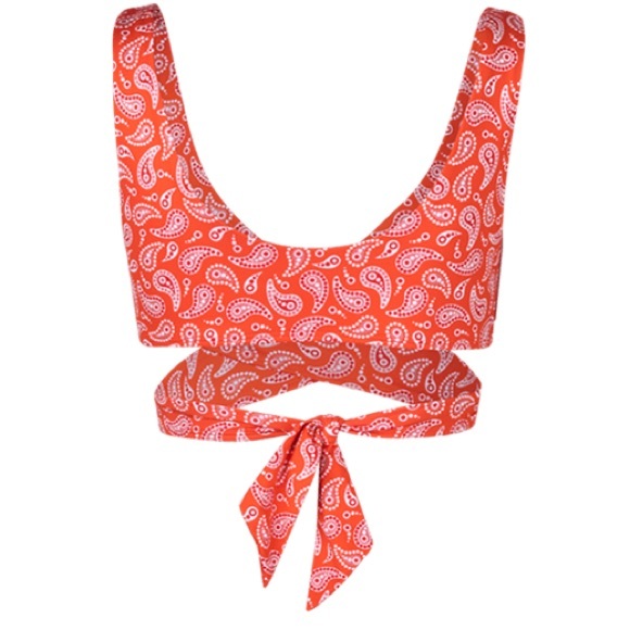 VerdeLimon Calico Paisley Bikini Top Wrap L - Picture 2 of 6